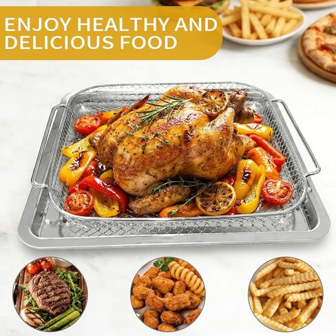 Air Fryer Accessories Set for Emeril Lagasse 26QT Extra Large, Stainless Steel Baking Pans with Nonstick Basket, 100 Parchment Papers & 2 Teflon Mats, Dishwasher safe in Kuwait
