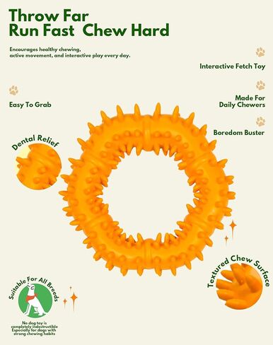 Spiked Rubber Dog Chew Ring, Teething & Gum Care Toy for Small Medium Dogs, Soft Bumpy Texture Dental Oral Care Puppy Toy, Non-Toxic Interactive Pet Chew Ring for Indoor Play, Not for aggresive chewer in Kuwait