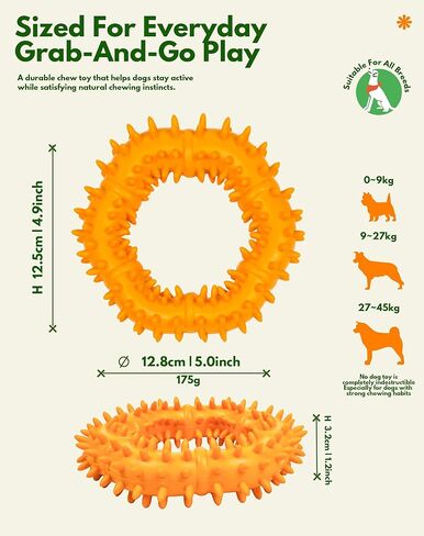 Spiked Rubber Dog Chew Ring, Teething & Gum Care Toy for Small Medium Dogs, Soft Bumpy Texture Dental Oral Care Puppy Toy, Non-Toxic Interactive Pet Chew Ring for Indoor Play, Not for aggresive chewer in Kuwait