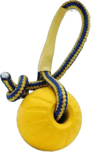 Dog Ball on Rope, EVA Floating Fetch Toy with Handle for Aggressive Chewers, Durable Tug Training Ball for Small Medium Large Dogs, Floats in Water, 7cm 9cm BPA-Free (Small) in Kuwait