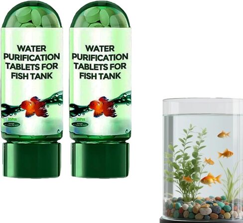 Powerful Aquarium Water Purification Tablet,Water Purification Tablets for Fish Tank,Remove All Kinds of Turbidity from Fish TankWater (2) in Kuwait