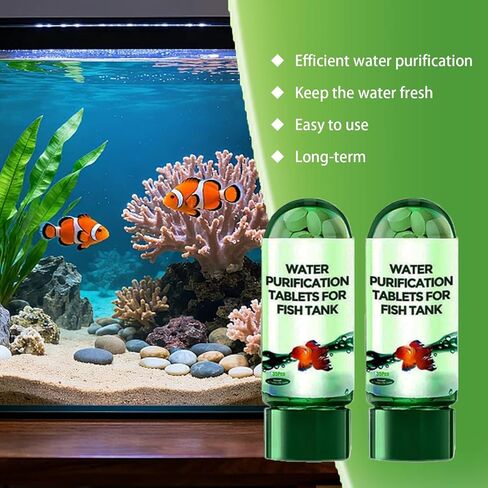 Powerful Aquarium Water Purification Tablet,Water Purification Tablets for Fish Tank,Remove All Kinds of Turbidity from Fish TankWater (2) in Kuwait