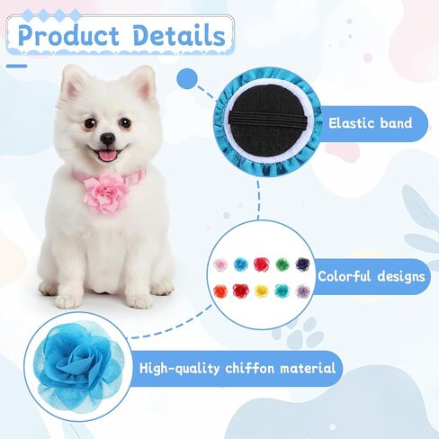 120 Pcs Dog Collar Flower Bow Accessories Bulk, Flowers Pet Bowtie Floral Cat Accessory, Multi Color Dog Charms Bow Tie Pet Flower Charms Holiday Puppy Bows Ties for Puppy Pets Grooming Accessories in Kuwait