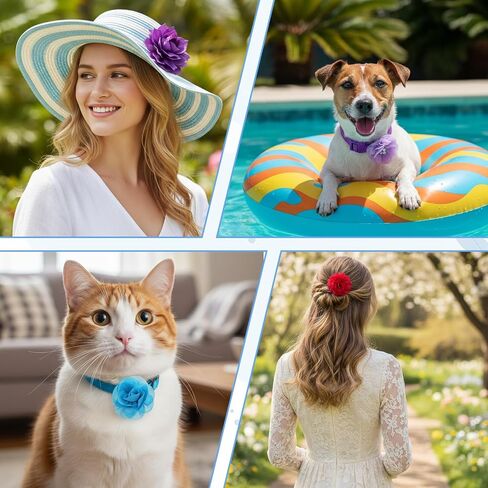 120 Pcs Dog Collar Flower Bow Accessories Bulk, Flowers Pet Bowtie Floral Cat Accessory, Multi Color Dog Charms Bow Tie Pet Flower Charms Holiday Puppy Bows Ties for Puppy Pets Grooming Accessories in Kuwait