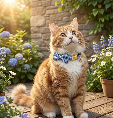 Plaid Personalized Polyester Cat Collar with Bell and Bow Tie - Custom Engraved Name & Phone Number, Adjustable Kitten Collar 【Non-Breakaway】, Multiple Colors Available in Saudi Arabia