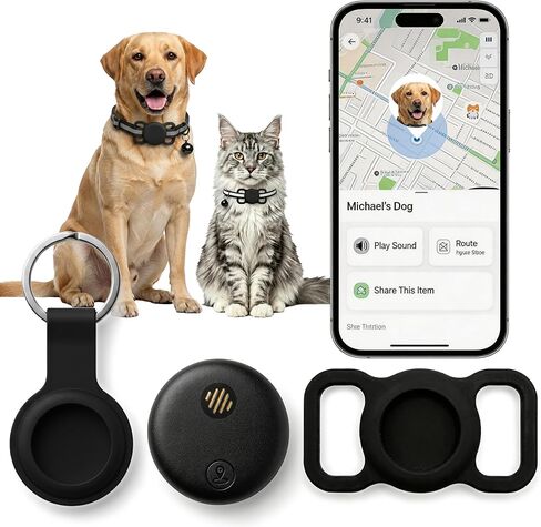 GPS Tracker for Dogs & Cats, Smart Dog Tracker for Collar, No Monthly Fee or SIM Card, IP68 Waterproof Rating & Mini Ultra-Thin Design, 365-Day Battery Life, iOS Only in Kuwait
