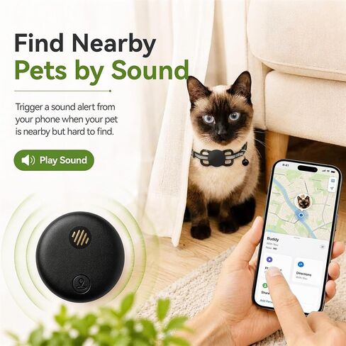 GPS Tracker for Dogs & Cats, Smart Dog Tracker for Collar, No Monthly Fee or SIM Card, IP68 Waterproof Rating & Mini Ultra-Thin Design, 365-Day Battery Life, iOS Only in Kuwait