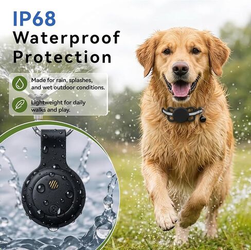 GPS Tracker for Dogs & Cats, Smart Dog Tracker for Collar, No Monthly Fee or SIM Card, IP68 Waterproof Rating & Mini Ultra-Thin Design, 365-Day Battery Life, iOS Only in Kuwait