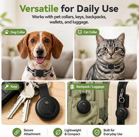 GPS Tracker for Dogs & Cats, Smart Dog Tracker for Collar, No Monthly Fee or SIM Card, IP68 Waterproof Rating & Mini Ultra-Thin Design, 365-Day Battery Life, iOS Only in Kuwait