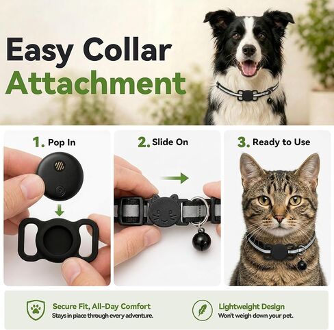 GPS Tracker for Dogs & Cats, Smart Dog Tracker for Collar, No Monthly Fee or SIM Card, IP68 Waterproof Rating & Mini Ultra-Thin Design, 365-Day Battery Life, iOS Only in Kuwait