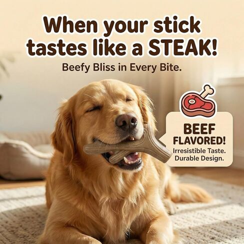 لعبة مضغ كلب قرن الوعل المتينة من Paw-FECT، نكهة لحم البقر الحقيقية، لعبة تسنين من النايلون القوي، رائعة للمضغ والتدريب العدواني، تدوم طويلاً وتنظف الأسنان، تمنع الملل لجميع السلالات/الأحجام in Kuwait