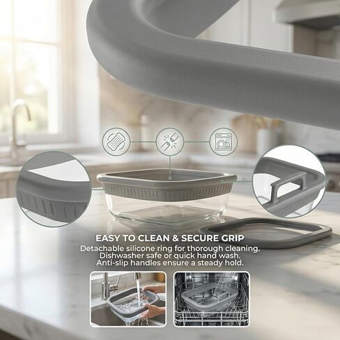 بطانة زجاجية لمقلاة الهواء متوافقة مع Ninja AF400 AF500 SL400، بطانة Airfryer قابلة لإعادة الاستخدام مع حلقة سيليكون قابلة للإزالة، خالية من BPA وPTFE، آمنة للاستخدام في غسالة الأطباق من Foodi Chefman Cosori in Kuwait