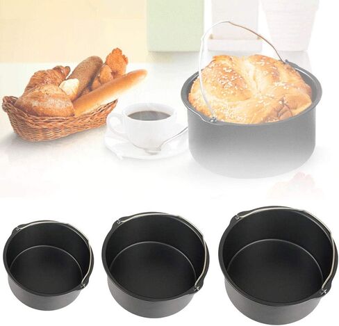 Air Fryer Cake Pan, Nonstick Baking Pans Barrel Air Fryer Bread Pizza Baking Pan Deep for Instan-t Pot Round Airfryer Cake Basket Pan Accessory Dishwasher Safe(SIZE:7 Inch) in Saudi Arabia