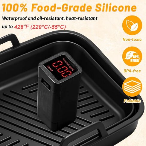 Air Fryer Silicone Liners 4-Pack for Ninja Dual Zone DZ201, DZ401, DZ550, Reusable Silicone Basket Liners for Bella 4Qt, COSORI, Chefman Rectangle 8-10Qt Airfryer in Kuwait