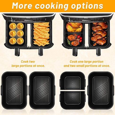 Air Fryer Silicone Liners 4-Pack for Ninja Dual Zone DZ201, DZ401, DZ550, Reusable Silicone Basket Liners for Bella 4Qt, COSORI, Chefman Rectangle 8-10Qt Airfryer in Kuwait