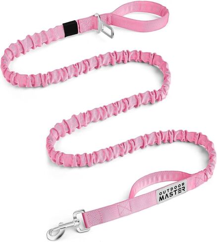 OutdoorMaster Bungee Heavy Duty Dog Leash with Shock Absorption, 2 Padded Handles Training Leash, Improved Dog Safety and Comfort - Rose Pink Upgraded, 6 FT in Kuwait