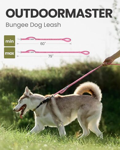 OutdoorMaster Bungee Heavy Duty Dog Leash with Shock Absorption, 2 Padded Handles Training Leash, Improved Dog Safety and Comfort - Rose Pink Upgraded, 6 FT in Kuwait