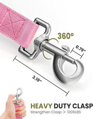 OutdoorMaster Bungee Heavy Duty Dog Leash with Shock Absorption, 2 Padded Handles Training Leash, Improved Dog Safety and Comfort - Rose Pink Upgraded, 6 FT in Kuwait