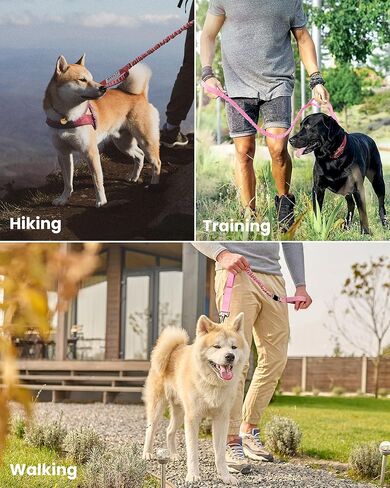 OutdoorMaster Bungee Heavy Duty Dog Leash with Shock Absorption, 2 Padded Handles Training Leash, Improved Dog Safety and Comfort - Rose Pink Upgraded, 6 FT in Kuwait