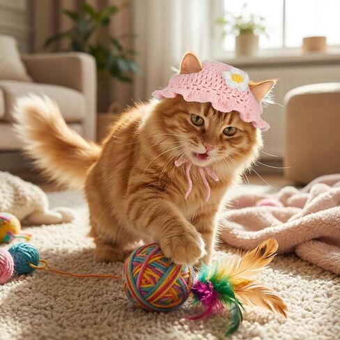3pcs Frog and Strawberry Hat for Cat, Strawberry Dog Hat, Cute Pet Hats for Puppy Cat Kitten Dogs Birthday Party Christmas Halloween, 3 Colors in Kuwait