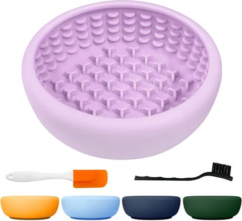 Dog Slow Feeder Licking Bowl,Anxiety Relief Treat Dispenser, Non-Slip Anti-chocking Pet Dish, Interactive Puzzle Toy for Mediuml Large Breed,Freezable BPA Free Silicone Dishwasher Safe in Kuwait