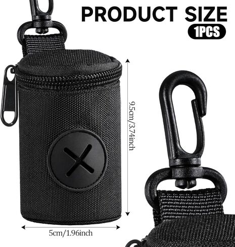 Dog Poop Bag Holder for Leash, Durable Fabric Poop Bag Dispenser with Zipper, Soft Pet Waste Bags Pouch, Small Doggy Puppy Walking Accessories Attachment for Leash (Black) in Kuwait