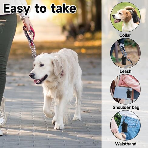 Dog Poop Bag Holder for Leash, Durable Fabric Poop Bag Dispenser with Zipper, Soft Pet Waste Bags Pouch, Small Doggy Puppy Walking Accessories Attachment for Leash (Black) in Kuwait