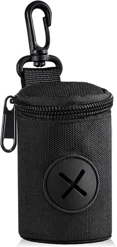 Dog Poop Bag Holder for Leash, Durable Fabric Poop Bag Dispenser with Zipper, Soft Pet Waste Bags Pouch, Small Doggy Puppy Walking Accessories Attachment for Leash (Black) in Kuwait