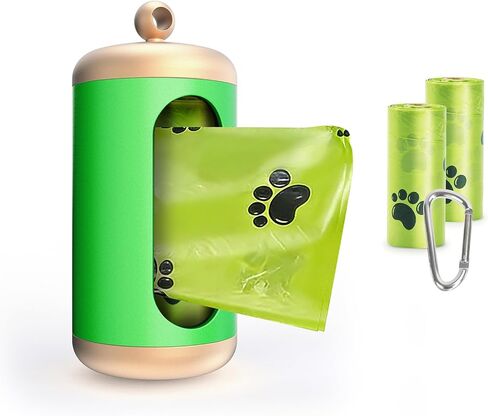 Dog Poop Bag Dispenser, Upgraded Aluminum Poop Bag Holders for Leashes, Durable Leakproof Pet Waste Holder w/Carabiner Clip, 2 Rolls Waste Bags Included, Outdoor Dog Walking Travel (Blue) in Kuwait