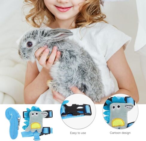 Cabilock Rabbit Harness Leash Set, Strap Traction Rope with Anti-Escape Design, Small Size for Dwarf Rabbits and Small Pets, Decorative Bunny Leash for Outdoor Use, 2pcs Pet Supply in Kuwait
