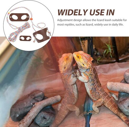 TEHAUX Adjustable Brown Reptile Harness and Leash for Small Pets, Portable Lizard Walking Rope for Bearded Dragon and Gecko Outdoor Use in Kuwait