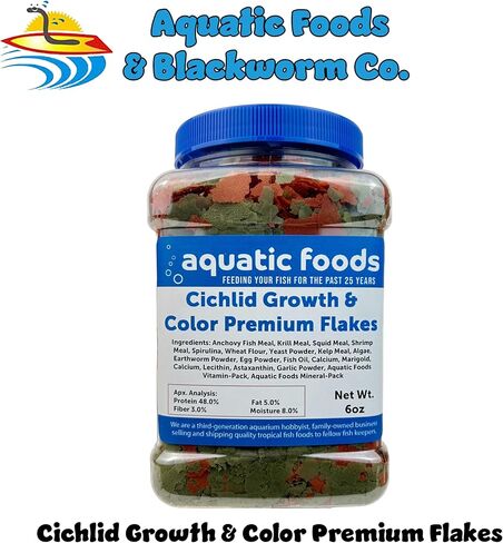 Premium Cichlid Growth and Color Enhancing Flakes with Spirulina, Color Enhancing Astaxanthin Also Pellet Mix, Wafer Mix Included…6oz in Saudi Arabia
