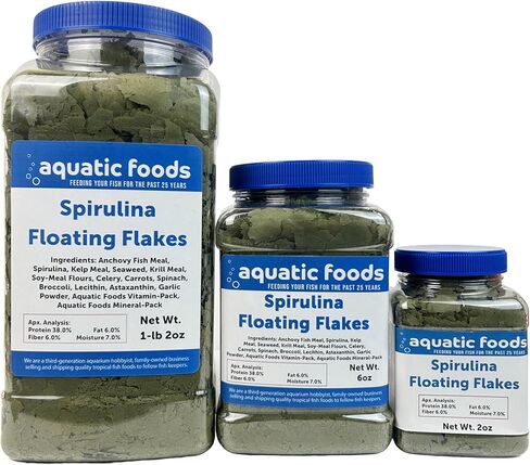 Premium Spirulina Flakes for African Cichlids, All Central and South American Cichlids, Koi, All Community Tropical Fish Also Pellet Mix, Wafer Mix Included…6oz in Kuwait