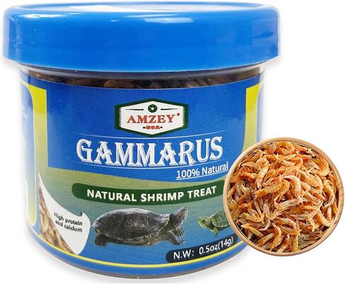 Amzey 0.5oz Sun Dried Baby Shrimp for Turtles - 100% Natural Dried Red Shrimp Fish Food, High Protein Gammarus, Food for All Aquatic Fish, Turtles, Frog, and Newts in Kuwait