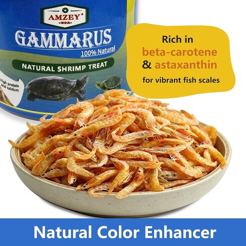 Amzey 0.5oz Sun Dried Baby Shrimp for Turtles - 100% Natural Dried Red Shrimp Fish Food, High Protein Gammarus, Food for All Aquatic Fish, Turtles, Frog, and Newts in Kuwait