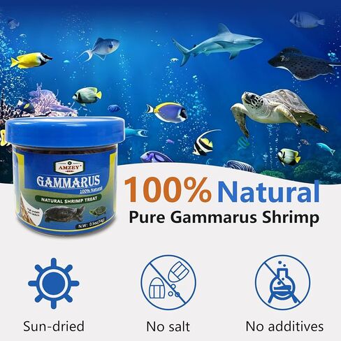 Amzey 0.5oz Sun Dried Baby Shrimp for Turtles - 100% Natural Dried Red Shrimp Fish Food, High Protein Gammarus, Food for All Aquatic Fish, Turtles, Frog, and Newts in Kuwait
