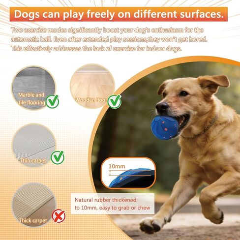 Smart Interactive Dog Toys Ball,Moving Dog Toy Ball,Automatic Moving, Bouncing, E-TPU Material, IPX7 Waterproof Rating, Pet Vibrating Dog Ball for Medium and Large Dogs-Blue in Kuwait