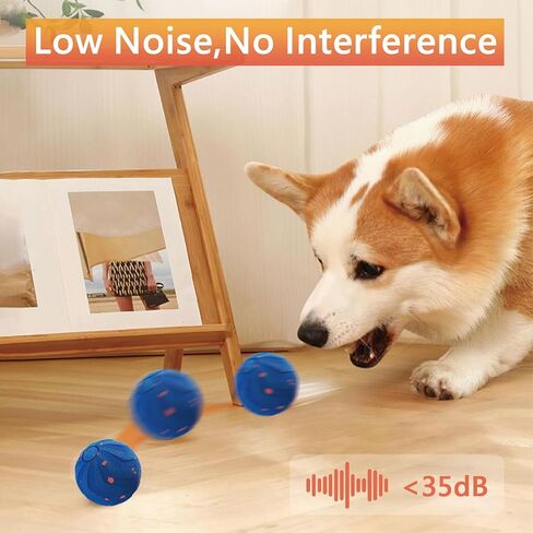 Smart Interactive Dog Toys Ball,Moving Dog Toy Ball,Automatic Moving, Bouncing, E-TPU Material, IPX7 Waterproof Rating, Pet Vibrating Dog Ball for Medium and Large Dogs-Blue in Kuwait