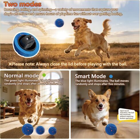 Smart Interactive Dog Toys Ball,Moving Dog Toy Ball,Automatic Moving, Bouncing, E-TPU Material, IPX7 Waterproof Rating, Pet Vibrating Dog Ball for Medium and Large Dogs-Blue in Kuwait