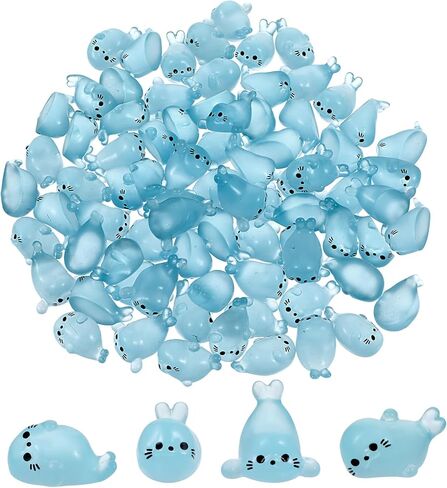 80pcs Glow in The Dark Mini Seal Figurines Seal Pup Mini Resins Animals Luminous Seals Figurines for Terrarium Decor Aquarium Potted Plants Desk Display DIY Crafts in Kuwait