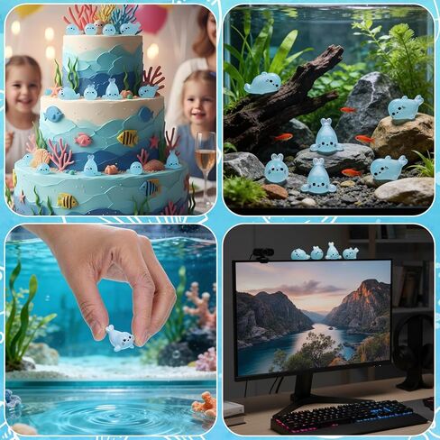80pcs Glow in The Dark Mini Seal Figurines Seal Pup Mini Resins Animals Luminous Seals Figurines for Terrarium Decor Aquarium Potted Plants Desk Display DIY Crafts in Kuwait