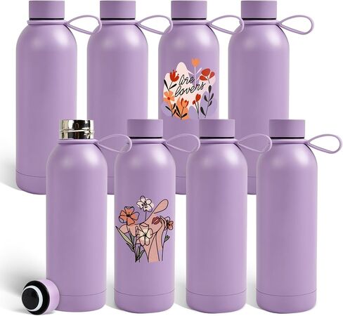 PlanetFlame 12 Pack 17 oz Sublimation Tumblers Bulk, Double-wall Insulated Stainless Steel Water Bottle Sublimation with Silicone Ring, White in Saudi Arabia