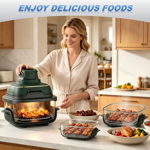 2 قطعة رفوف هش متوافقة مع Ninja Crispi AS101/FN090/091/100/101/103 2.5QT، 4QT، 6QT و6CUP زجاج، رفوف بديلة لحاويات Ninja Crispi، صينية مقلاة هوائية من الفولاذ المقاوم للصدأ، آمنة للاستخدام في غسالة الأطباق in Kuwait