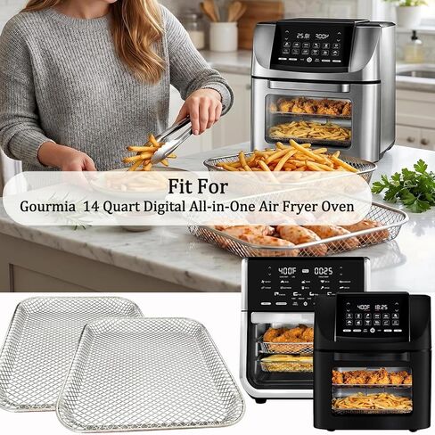 Air Fryer Oven Baskets for Gourmia 14QT Air Fryers, Premium Mesh Shelf Dehydrator Rack Grid Grill Pan Crisper Cooking Plate Tray Insert Grate for Gourmia Air Fryer Oven, Dishwasher Safe in Kuwait