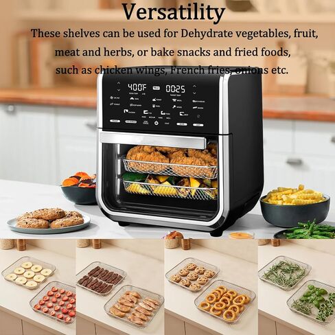 Air Fryer Oven Baskets for Gourmia 14QT Air Fryers, Premium Mesh Shelf Dehydrator Rack Grid Grill Pan Crisper Cooking Plate Tray Insert Grate for Gourmia Air Fryer Oven, Dishwasher Safe in Kuwait