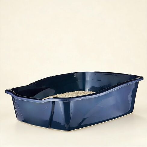 Plastics Cat Litter Pan Blue Large, Open Litter Box with Smooth Interior for Easy Cleaning, Rectangular, Blue, for Indoor Use in Kuwait