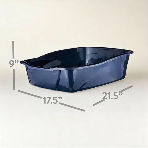 Plastics Cat Litter Pan Blue Large, Open Litter Box with Smooth Interior for Easy Cleaning, Rectangular, Blue, for Indoor Use in Kuwait