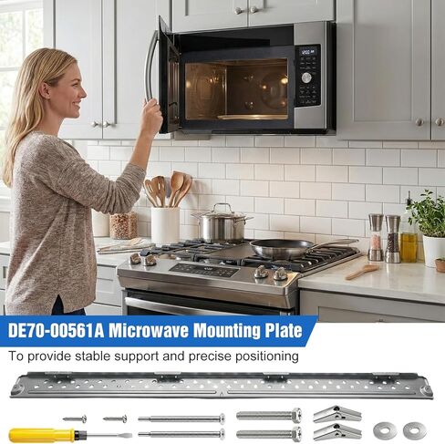 DE70-00561A Microwave Mounting Bracket for Samsung DE70-00378A 1557635 AP4403731 PS4233460 Replacement with DE92-90505N Hardware Screws Kit in Kuwait