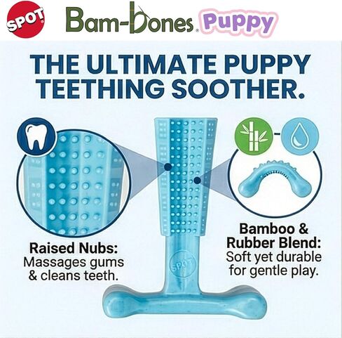 ألعاب مضغ الكلاب من SPOT Bam-Bones Puppy T-Bone، بنكهة الدجاج، 4 بوصات، عبوتان، ألياف الخيزران والمطاط المرن، تصميم سهل الإمساك للمضغ اللطيف والجراء والكلاب الصغيرة حتى 15 رطلاً in Kuwait