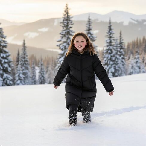 solomate Girls Winter Coats with Hood - Toddler Girls' Outerwear Long Puffer Fleece Lined Jackets for Kids with Long Sleeve in Saudi Arabia